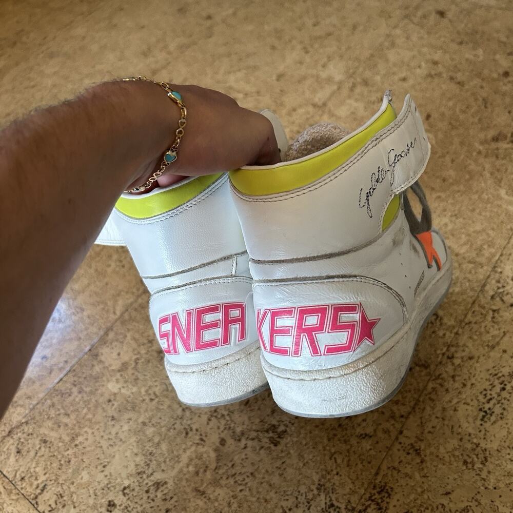 Golden Goose Sky Star 302/420 Limited White Leather High Top Sneakers Shoes 41 - Picture 4 of 7